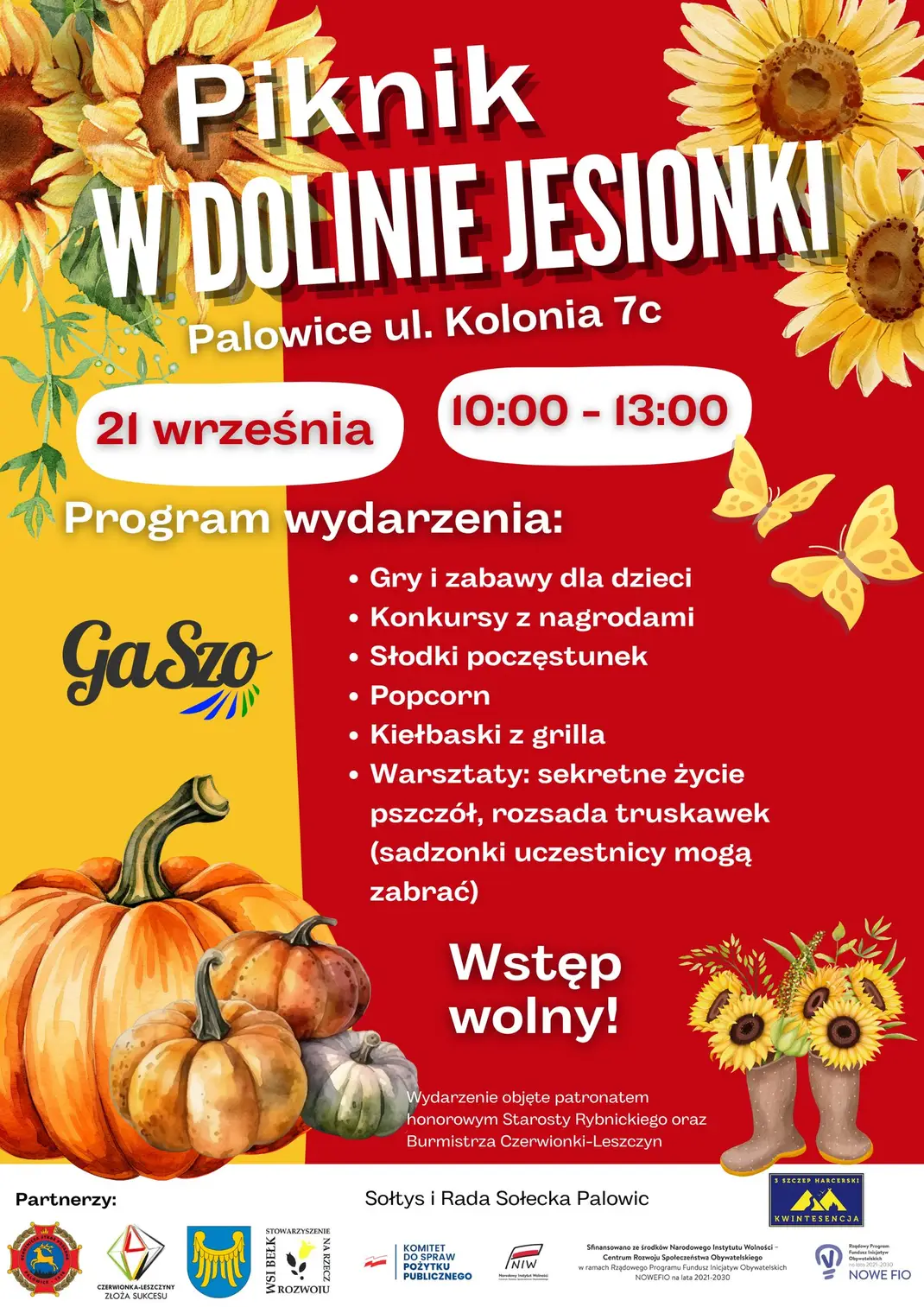 plakat informujący o pikniku w Dolinie Jesionki